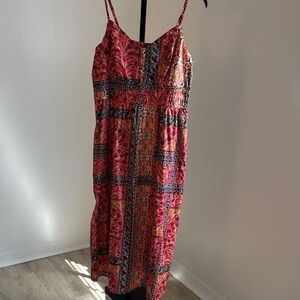 Old Navy Pink & Orange Patterned Spaghetti-Strap Maxi Dress